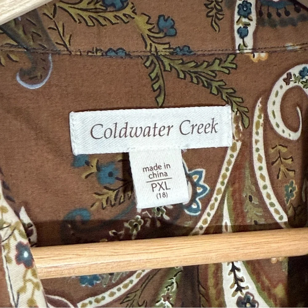 Coldwatercreek women’s Paisley Button-Up ling sleeves Shirt goblin core - Picture 3 of 7